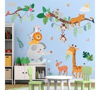 SHUCHING Adesivi Murali Animali della Giungla, Adesivi da Parete Viti Arboree, DStickers Decorazioni per Camera da Letto Soggiorno Bambini