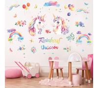 SHUCHING Adesivi Murali Unicorni Colorati, Adesivi da Parete Bambina, Stickers Decorazioni per Camera da Letto Soggiorno Bambini