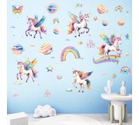 SHUCHING Adesivi Murali Unicorno, Adesivi da Parete Pianeta Bambina, Stickers Decorazioni per Camera da Letto Soggiorno Bambini