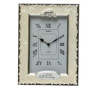 Shudehill Clocks-25th Anniversary Silver Wedding Celebration Orologio da tavolo al quarzo, bianco, 19,5 cm x 14,5 cm