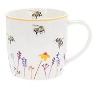 Shudehill Giftware Busy Bees Collection Jennifer Rose Gallery - Tazza da tè e caffè, con motivo floreale e api, colore: bianco (JNS_470613)