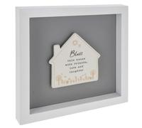 Shudehill Giftware Heartfelt Art - Placca quadrata a forma di farfalla, casa, angeli o cuore, con cornice bianca, misura grande, per mamma, papà, nonno, amici, famiglia, casa