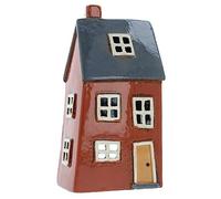 Shudehill Giftware Portacandele in ceramica con villaggio in ceramica dai colori vivaci, bellissimo regalo di inaugurazione della casa, ornamento per la casa, portacandele... (rosso/blu)