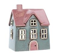 Shudehill Giftware Portacandele in ceramica con villaggio in ceramica dai colori vivaci, bellissimo regalo di inaugurazione della casa, ornamento per la casa, portacandele (grigio/rosa)