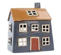 Shudehill Giftware Portacandele in ceramica con villaggio in ceramica dai colori vivaci, bellissimo regalo di inaugurazione della casa, ornamento per la casa, portacandele (blu/giallo)