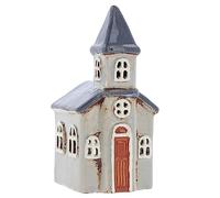 Shudehill Giftware Village Pottery 330990 - Portacandela a forma di chiesa, misura piccola, colore: Grigio chiaro/Grigio scuro