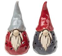 Shudehill Giftware Village Pottery Gonk 320051 - Portacandela piccolo, colore: Grigio/Rosso