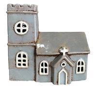Shudehill Giftware Village Pottery - Portacandela a forma di chiesa normanna, colore: Grigio