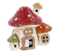 Shudehill Giftware Village Pottery - Portacandela doppio e triplo a forma di fungo, colore: Rosso e Bianco