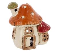 Shudehill Giftware Village Pottery - Portacandela doppio e triplo a forma di fungo, colore: Rosso e Bianco