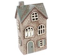 Shudehill Giftware Village Pottery - Portacandela in ceramica, motivo: casette in mattoni, collezione neutra, colore: grigio mattone