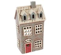 Shudehill Giftware Village Pottery - Portacandela in ceramica, motivo: casette in mattoni, collezione neutra, colore: grigio