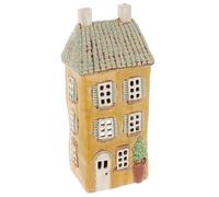 Shudehill Giftware Village Pottery - Portacandele in ceramica, collezione Pretty Garden, motivo floreale, colore: Grigio, Blu, Giallo, Crema (Giallo otturatore)