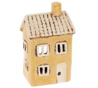 Shudehill Giftware Village Pottery - Portacandele in ceramica, motivo: mattonelle e mattoni, collezione Casa pastello (giallo)