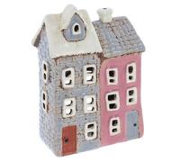 Shudehill Giftware Village Pottery - Portacandele in ceramica, motivo: mattonelle e mattoni, collezione Casa pastello (due case)
