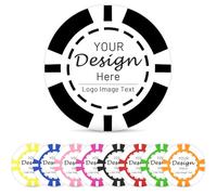 Shueewago Confezione da 100 fiches da poker personalizzate in plastica ABS per 9 colori con stampa del testo o immagine personalizzata, mettere il design su un chip per gettoni da bar, bevande o