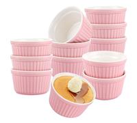 SHUESS 12 ciotole per crema brulee, 200 ml, pirottini per soufflé da forno, resistenti al forno, in crema Brulee, 9,3 x 5,2 cm (rosa)