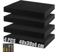 SHUESS 4 Pezzi Taglio in Schiuma 400 x 300 mm, Inserto in Schiuma per Valigetta di Protezione, Inserto in Schiuma per Attrezzi - come Inserto per Attrezzi da Tagliare con Altezza di 40 mm