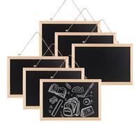 SHUESS Confezione da 6 lavagne da appendere A4 con cordino, 20 x 30 cm, lavagna nera con cornice in legno, lavagna da cucina per matrimoni, compleanni, bar, buffet e feste