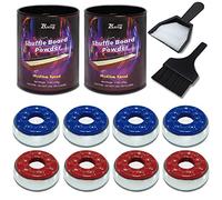 Shuffleboard Pucks con set di sabbia per shuffleboard, 2 dischi da tavolo da 1/8 con 2 lattine di cera shuffleboard a velocità media e mini spazzola e paletta