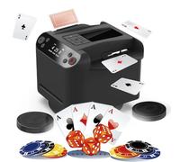 Shuffler & Dealer automatico 2 in 1 - Macchina per carte elettrica rotante a 360° con display OLED, comandi touch e batteria ricaricabile - per Poker, Blackjack e giochi di carte bianco