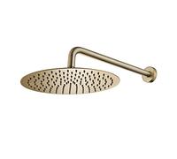 SHUGUANG Soffione Doccia Tondo, Oro Spazzolato Soffione Doccia a Pioggia 12 Pollici 304 Acciaio Inox Docce Fisse Alta Pressione Soffione Doccia Fisso Grande Testa Doccia con Braccio Doccia, G1/2