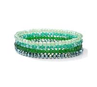 SHUIXIAYUE 4 pz/set Shinning perline di cristallo braccialetto elastico bohemien sfaccettato colorato cristallo perline braccialetto braccialetti set per le donne, Misura unica, 19 cm_No.5, Agata