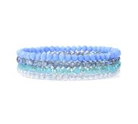 SHUIXIAYUE 4 pz/set Shinning perline di cristallo braccialetto elastico bohemien sfaccettato colorato cristallo perline braccialetto braccialetti set per le donne, Misura unica, 19 cm_No.9, Agata
