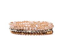 SHUIXIAYUE 4 pz/set Shinning perline di cristallo braccialetto elastico bohemien sfaccettato colorato cristallo perline braccialetto braccialetti set per le donne, Misura unica, 19 cm_No.15, Agata
