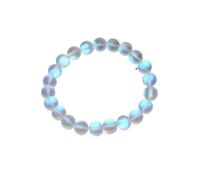 SHUIXIAYUE Braccialetti di cristallo bianco opaco glitter luna perline rotonde perline braccialetti fatti a mano per le donne gioielli Pulsera, Misura unica, Agata