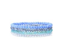 SHUIXIAYUE Moda 4Pcs Braccialetto di Cristallo Colorato per Le Donne Degli Uomini Sfaccettato Perline di Cristallo Del Braccialetto Set Handmade Brillante, Misura unica, 19 cm_YB4063-5, Agata