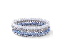 SHUIXIAYUE Moda 4Pcs Braccialetto di Cristallo Colorato per Le Donne Degli Uomini Sfaccettato Perline di Cristallo Del Braccialetto Set Handmade Brillante, Misura unica, 19 cm_YB4063-2, Agata