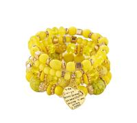 SHUIXIAYUE Set di 4 braccialetti a catena con perline di cristallo Boho per le donne vintage con ciondolo a forma di cuore braccialetto elastico femminile gioielli per feste, Misura unica, Agata