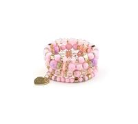 SHUIXIAYUE Set di 4 braccialetti a catena con perline di cristallo Boho per le donne vintage con ciondolo a forma di cuore braccialetto elastico femminile gioielli per feste, Misura unica, Agata