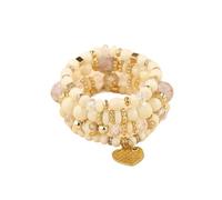 SHUIXIAYUE Set di 4 braccialetti a catena con perline di cristallo Boho per le donne vintage con ciondolo a forma di cuore braccialetto elastico femminile gioielli per feste, Misura unica, Agata