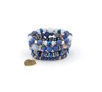 SHUIXIAYUE Set di 4 braccialetti a catena con perline di cristallo Boho per le donne vintage con ciondolo a forma di cuore braccialetto elastico femminile gioielli per feste, Misura unica, Agata