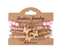 SHUIXIAYUE Set di 4 braccialetti di fascino della farfalla di modo per le donne perline di cristallo del braccialetto della catena degli uomini accessori di, Misura unica, Agata