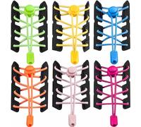 SHUIYUE 6 lacci elastici per scarpe senza cravatta, lacci elastici da 110 cm a pois bianchi, sicurezza per adulti e bambini, senza cravatte, lacci colorati elastici sportivi