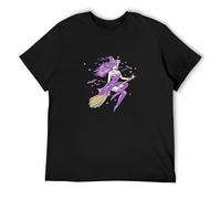 SHUIZILANG Unisex T-Shirt Pastel Goth Witch Aesthetic Broomstick Black M