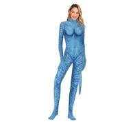 Shukqueen Costume da Principessa Omaticaya per Cosplay, Tuta intera Blu con Coda per Performance di Halloween, Blu, L