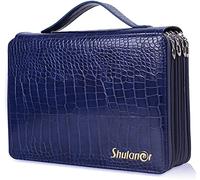 Shulaner 250 Astuccio per Matite Multifunzione Ampia Capacità con 5 Cerniera Porta Penne Tasca Matite da Colorare Custodia pelle sintetica Astucci 250 Slots Pencil Case - Blu