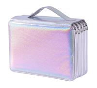 Shulaner 250 Slots Astuccio per Matite, impermeabile in pelle PU, Design a specchio con profilo riflettente Pencil Case 250 (Glitter Argentati)