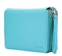 Shulaner Astuccio con 200 scomparti per matite colorate, con cerniera, in pelle PU, grande capacità, Blu lago, 200, moderno