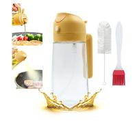 SHUNCHG Spruzzatore di olio d'oliva da 470 ml con spazzola, spruzzatore di olio 2 in 1 e bottiglia di erogatore di olio, in vetro per alimenti, per cucina, cucina, friggitrice, arrosti, insalata,