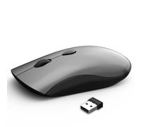 SHUNJINRUN Slim Silent 2.4G Wireless Mouse Ottico, Grigio | Compatibile con MacBook, Chromebook, laptop, PC; Quiet Click, 2400 DPI, mini ricevitore USB, design portatile da viaggio