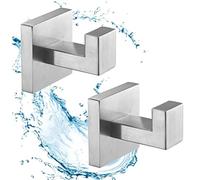 SHUNLI Gancio appendiabiti da parete, 2 pezzi, in nichel spazzolato, moderno, quadrato, per bagno e cucina, in acciaio inox SUS304