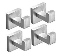 SHUNLI Gancio appendiabiti da parete, 4 pezzi, in nichel spazzolato, moderno, quadrato, per bagno e cucina, supporto da parete/acciaio inox SUS304