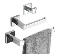 SHUNLI Porta asciugamani da mano+Porta carta igienica+Gancio per asciugamani, 3 pezzi Set di accessori da bagno Set di accessori da bagno, montaggio a parete in acciaio inox SUS304, cromato