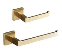 SHUNLI Portarotolo di carta igienica dorato + porta asciugamani, accessori da bagno in oro spazzolato, set di accessori da bagno con montaggio a parete, portasciugamani in acciaio inossidabile SUS304