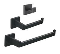 SHUNLI Set di accessori da bagno nero portasciugamani porta rotolo di carta igienica gancio a parete in acciaio inossidabile SUS304